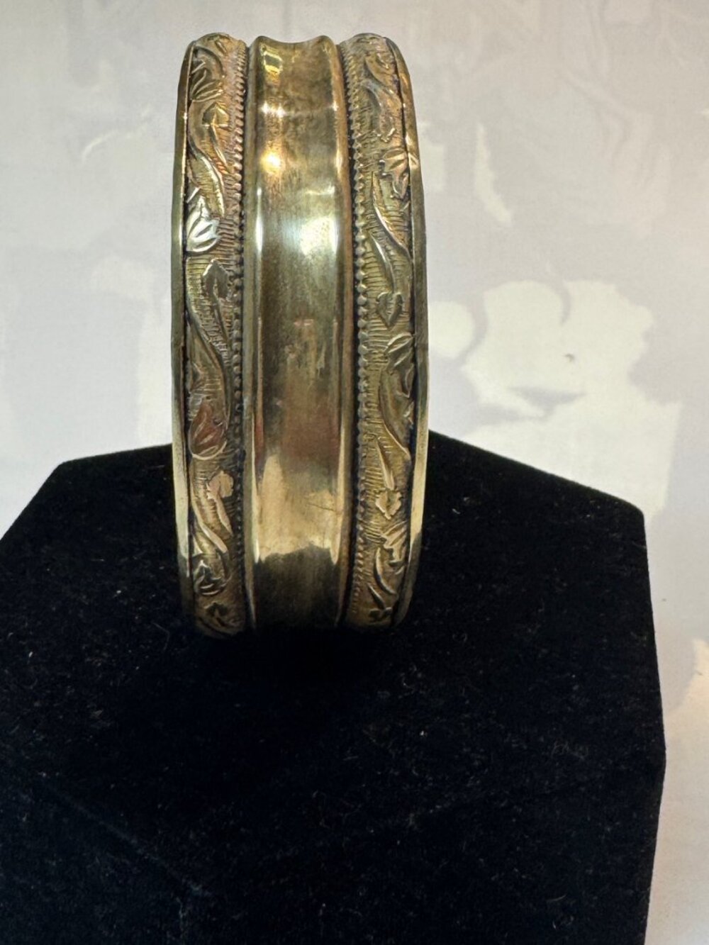 Gold Tone (not sure if brass) bangle bracelet